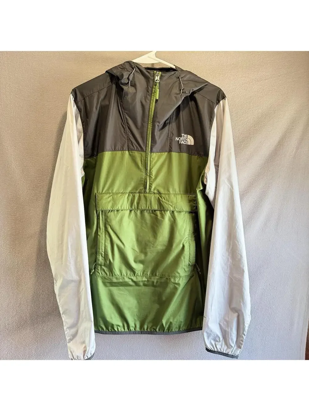 The North Face Men's Fanorak Windwall Windbreaker Jacket Green Gray Size Small